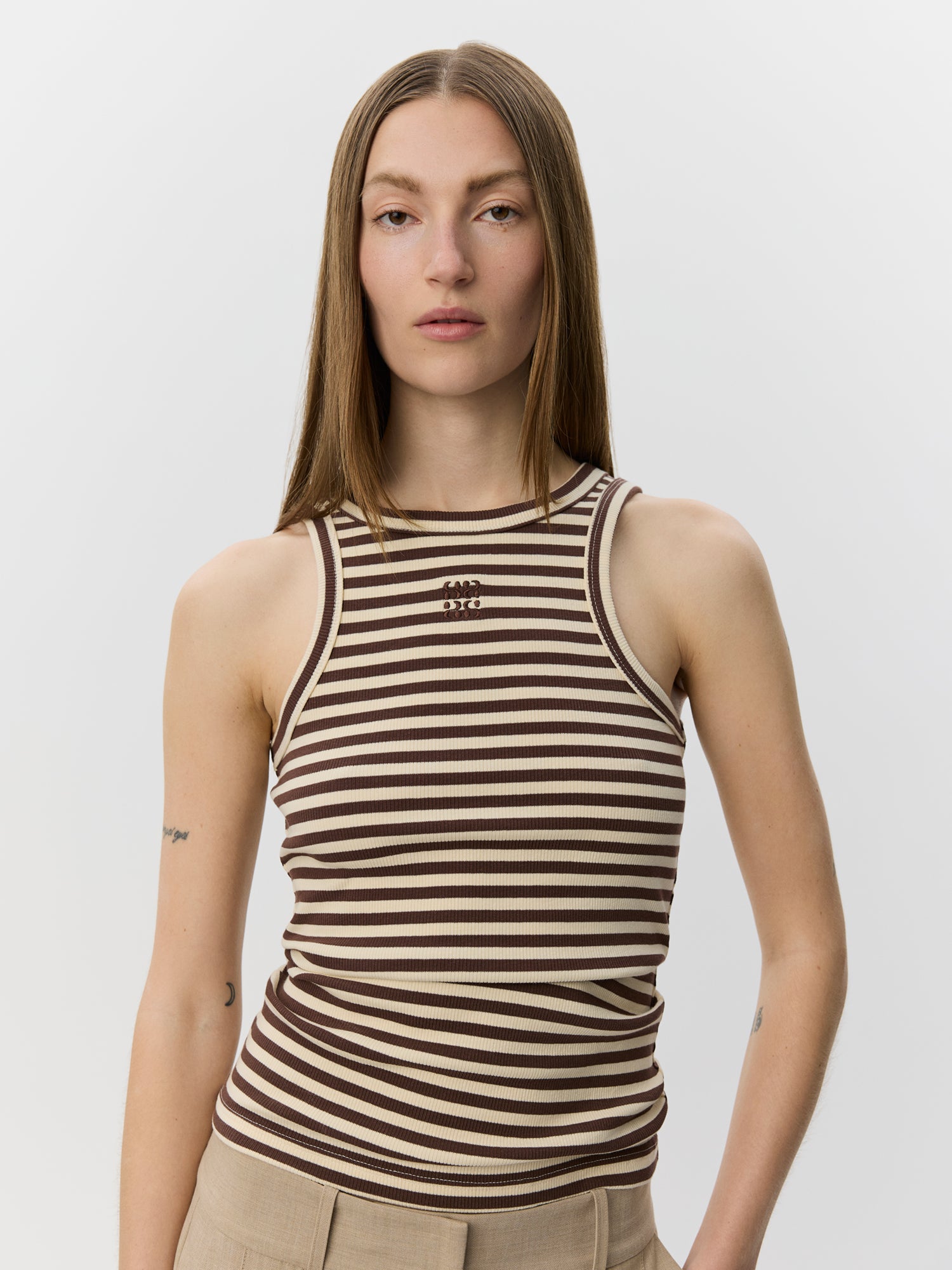 Sofie Schnoor WOMEN BECASW STRIBET RIB TANK TOP Top 7113 Brown Striped