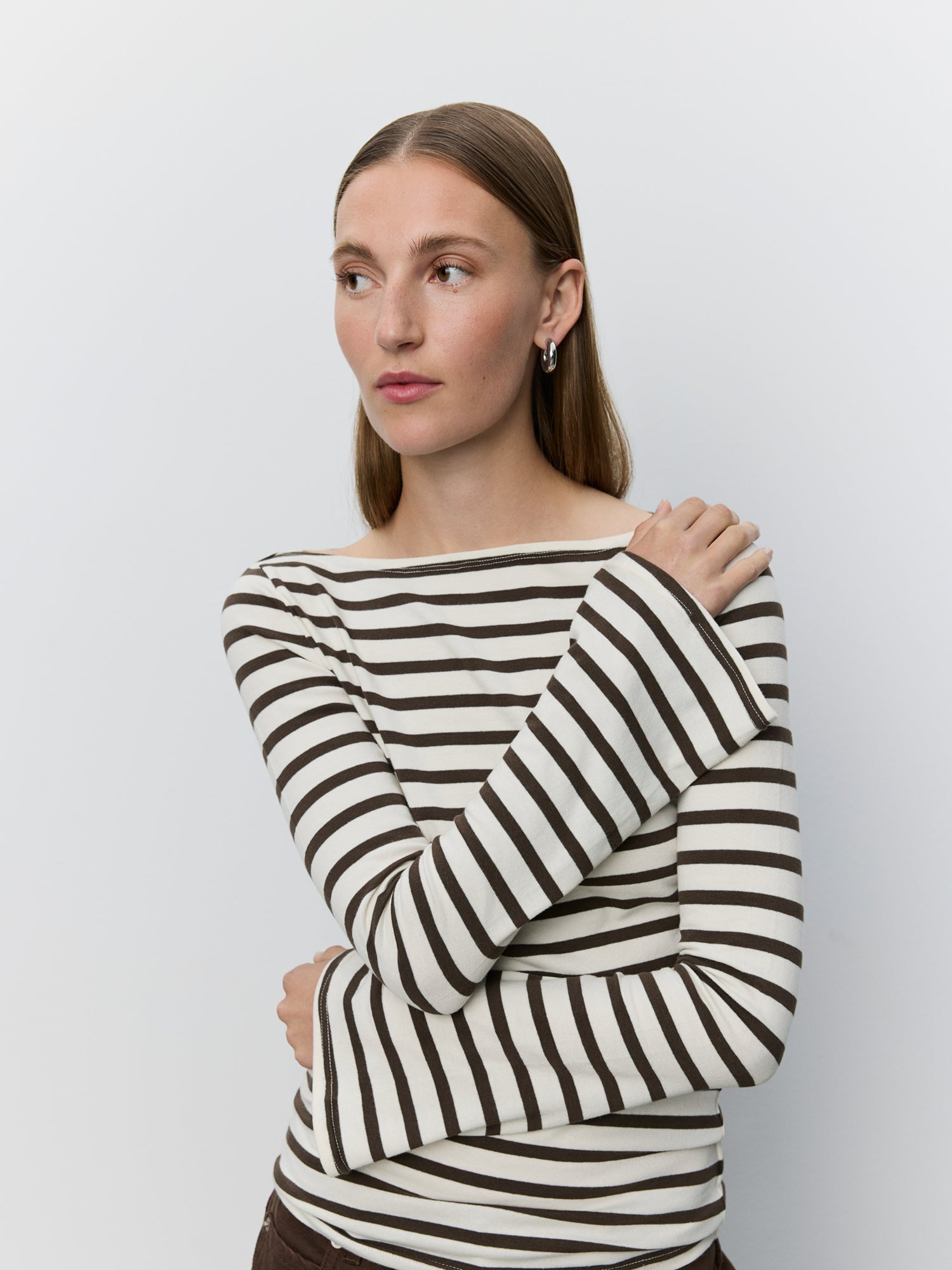 Sofie Schnoor WOMEN CECESW LANGÆRMET T-SHIRT T-shirt lang ærmet 7113 Brown Striped