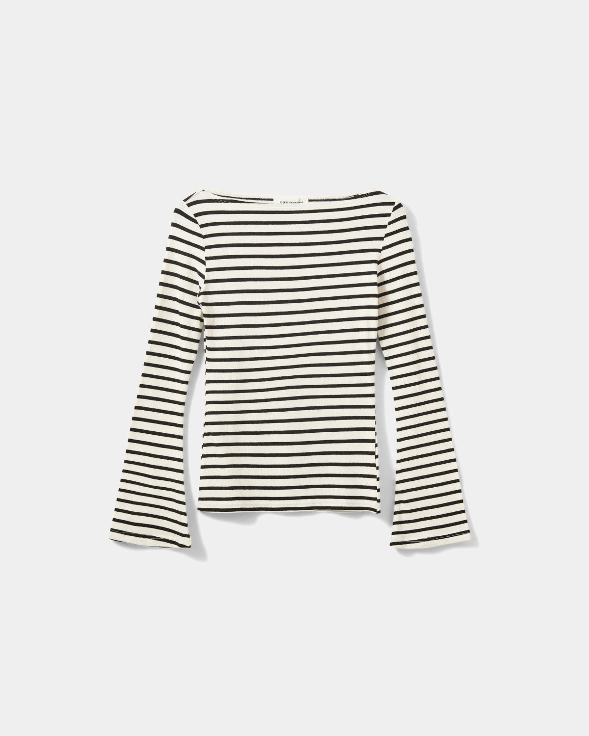 Sofie Schnoor WOMEN CECESW LANGÆRMET T-SHIRT MED BÅD UDSKÆRING T-shirt lang ærmet 0139 White Black striped