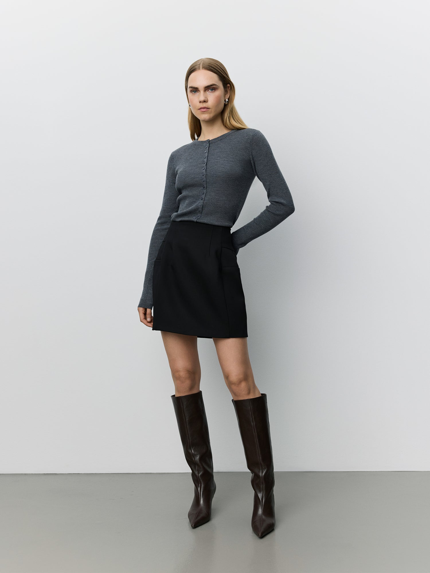 Sofie Schnoor WOMEN JULESSW STRIK CARDIGAN Cardigan 8011 Dark grey melange