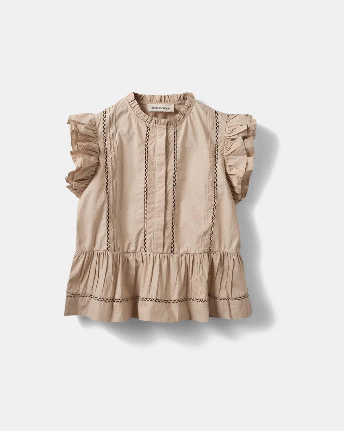 Sofie Schnoor WOMEN JULIENSW FRILL BOMULDSTOP Top 8058 Feather Gray