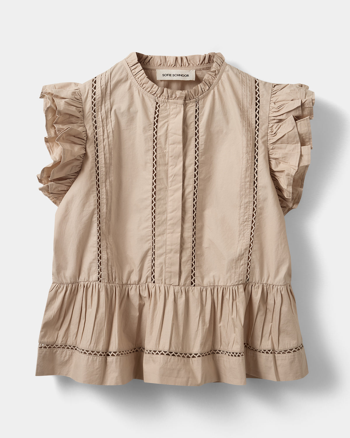 Sofie Schnoor WOMEN JULIENSW FRILL BOMULDSTOP Top 8058 Feather Gray