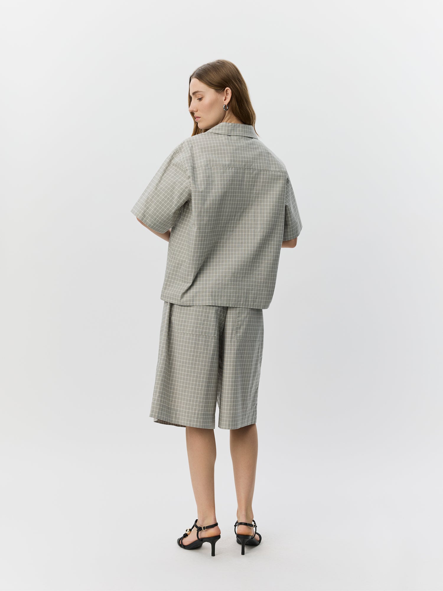 Sofie Schnoor WOMEN MAVISSW KORTÆRMET SKJORTE Skjorte 8040 Grey check