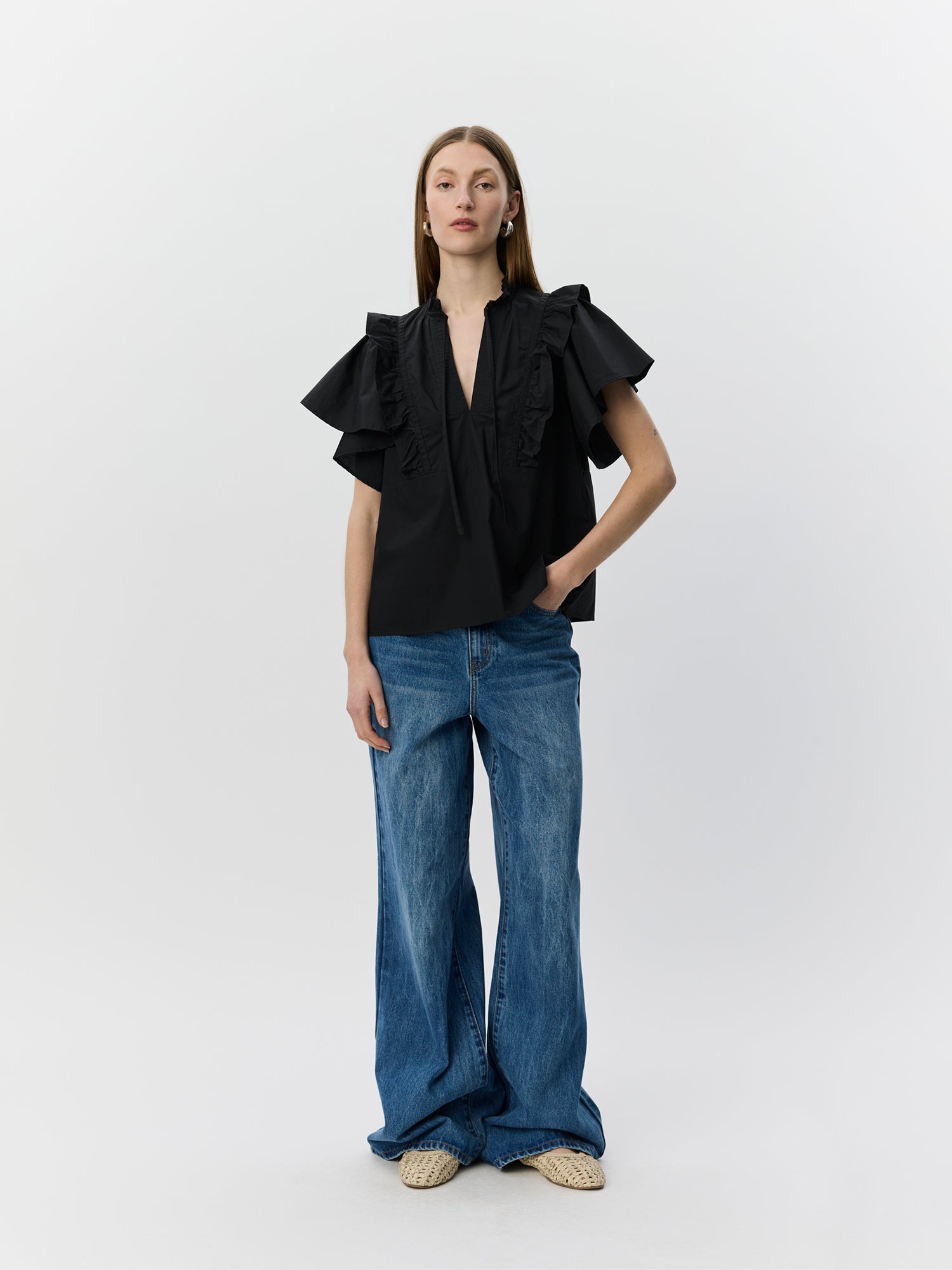 Sofie Schnoor WOMEN MERLINDASW FRILL TOP Top 1000 Black