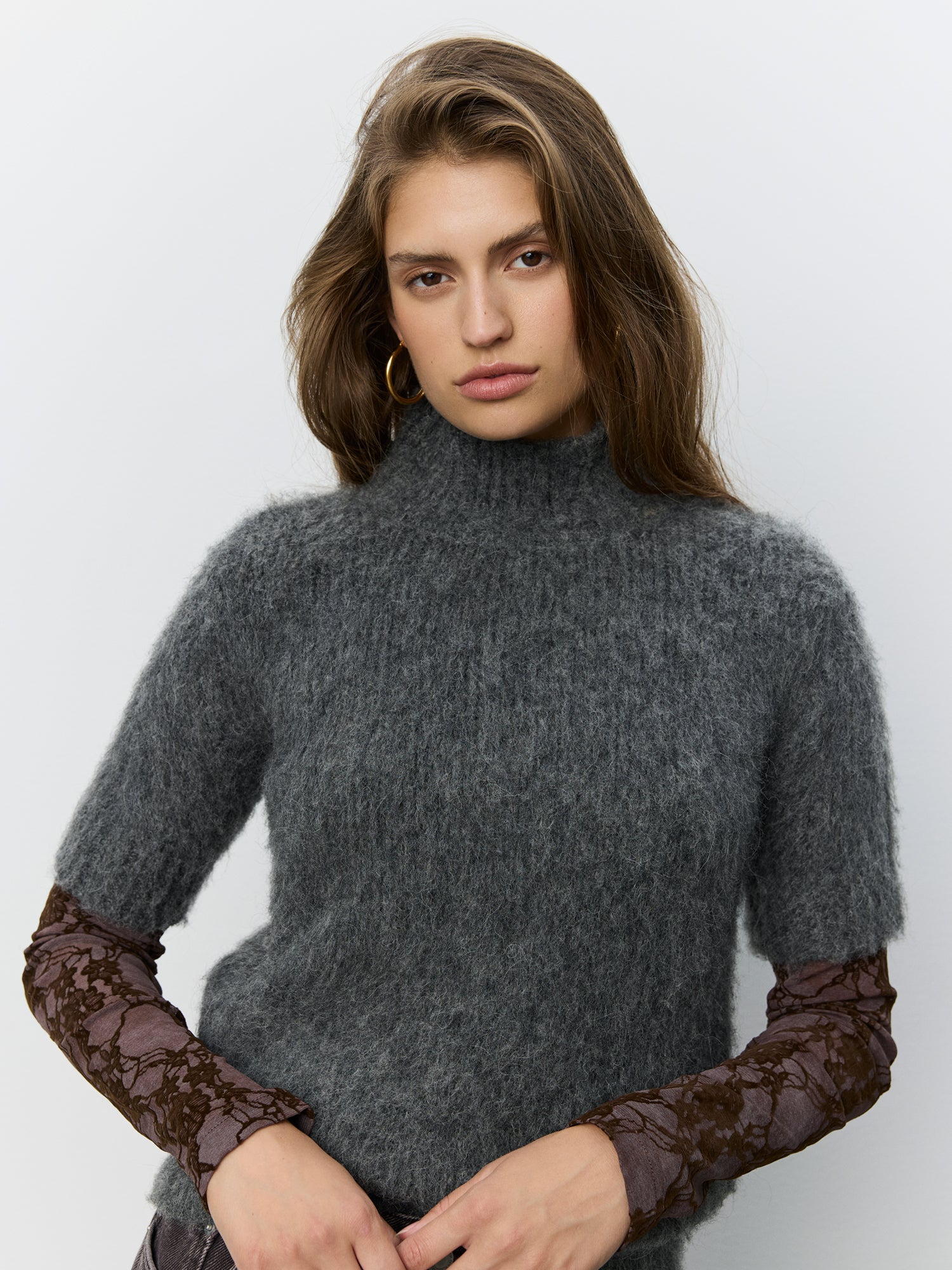 Sofie Schnoor WOMEN SAMINASW KORTÆRMET STRIK Strik 8008 Dark grey