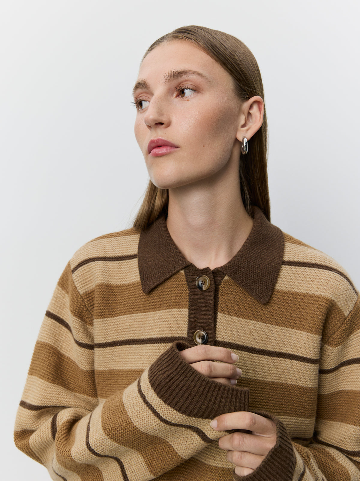 Sofie Schnoor WOMEN STORMASW STRIPET STRIK POLO Cardigan 7071 Brown melange