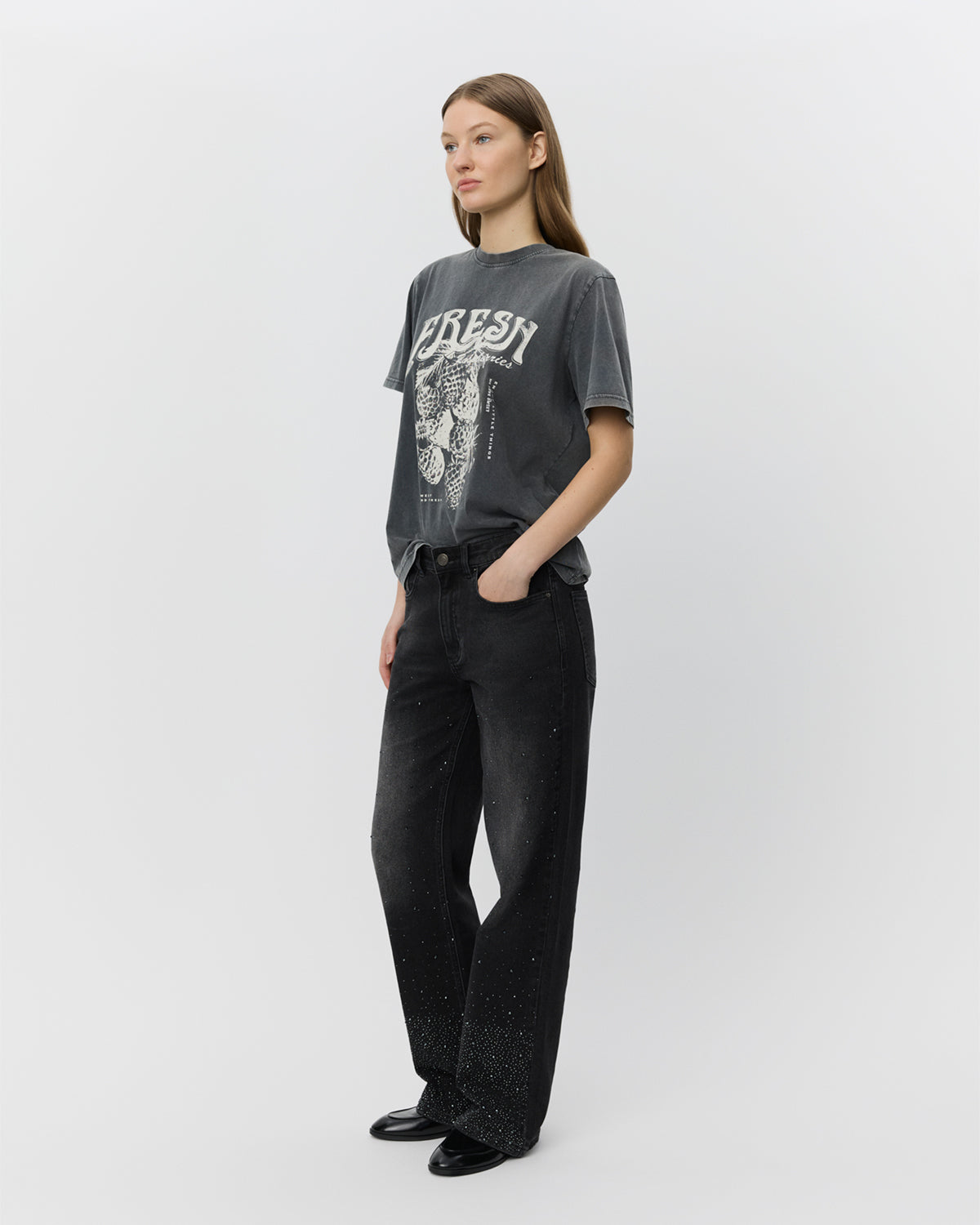 Sofie Schnoor WOMEN ZENASW T-SHIRT T-shirt 1022 Stone washed black