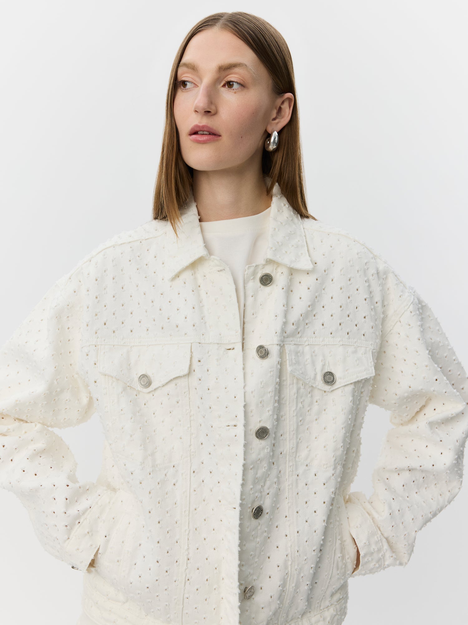 Sofie Schnoor WOMEN AUDREYSW OVERSIZE DENIM JAKKE Jakke 0101 Off white