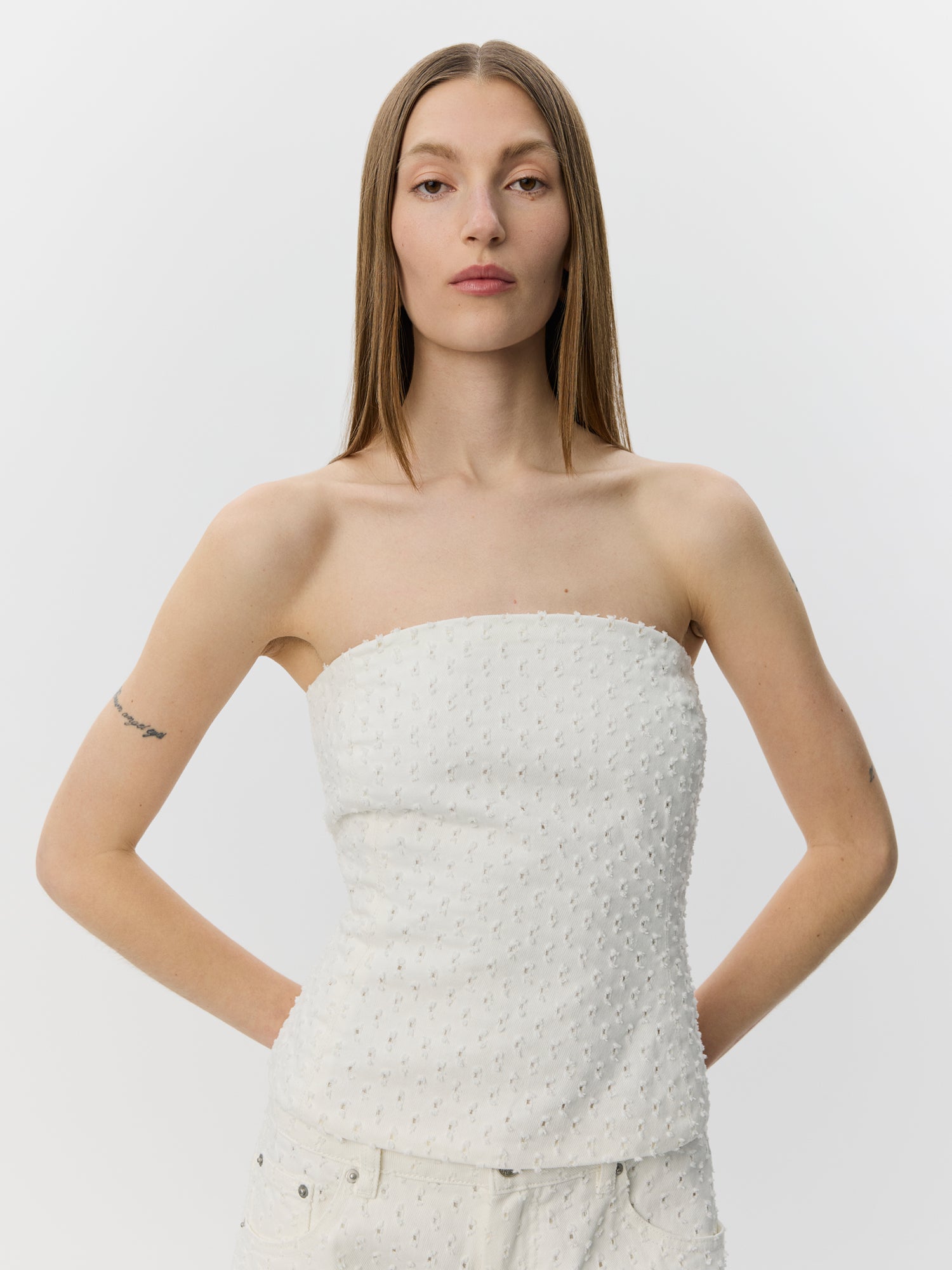 AVASW CORSET DENIM TOP Top - 0101 Off white | Sofie Schnoor