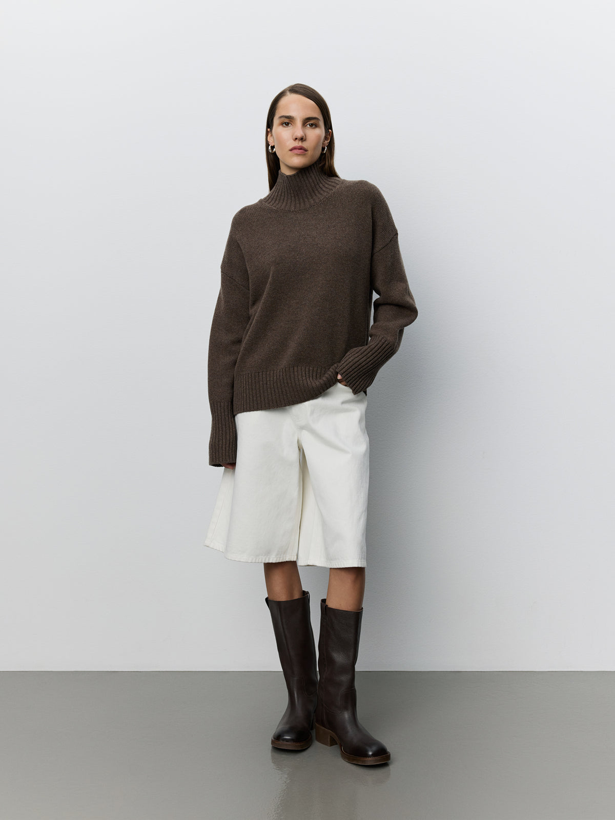 Sofie Schnoor WOMEN BRONWENSW FUNNEL NECK KNIT SWEATER Sweater 7025 Dark brown
