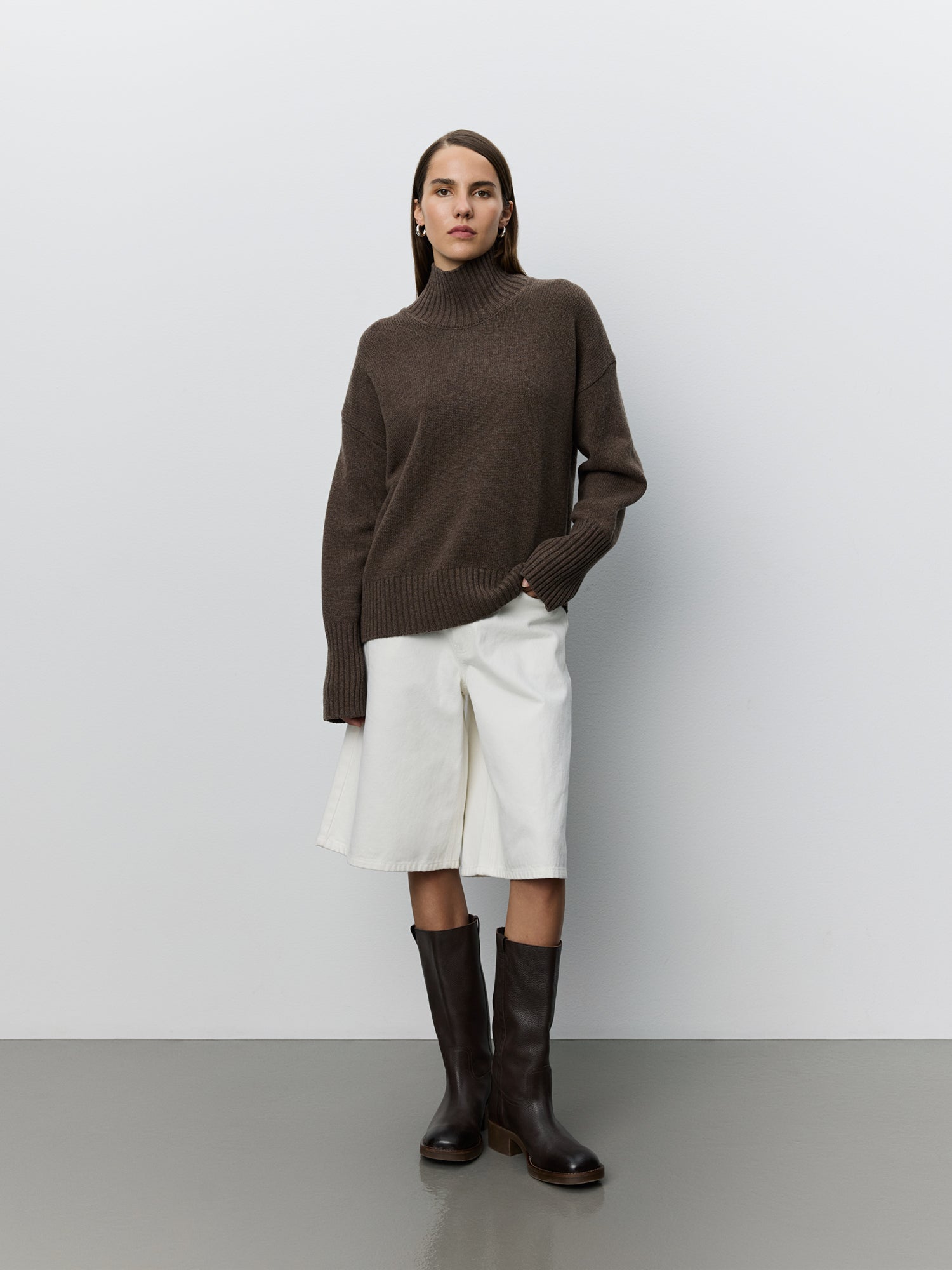 Sofie Schnoor WOMEN BRONWENSW FUNNEL NECK KNIT SWEATER Sweater 7025 Dark brown