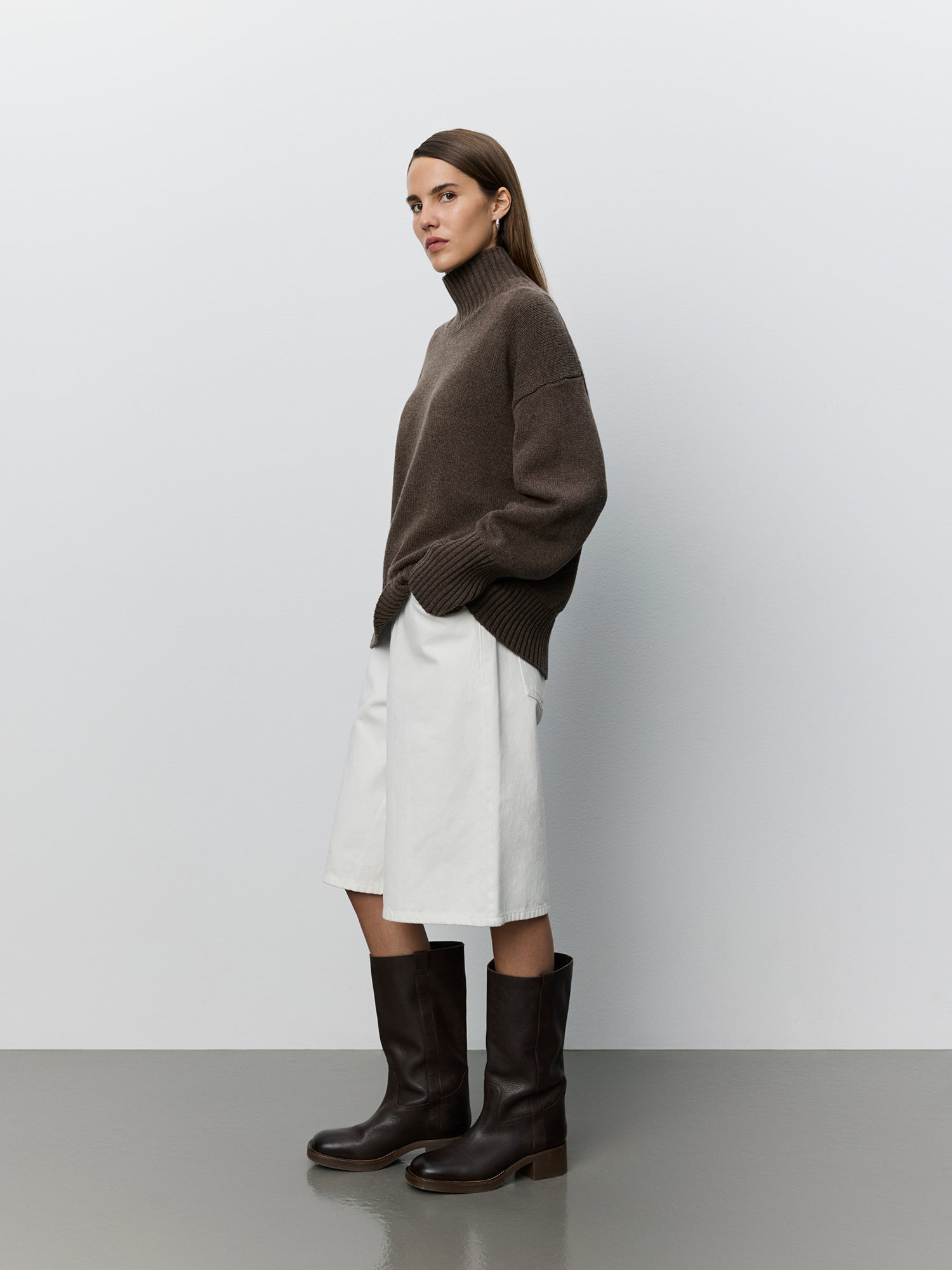 Sofie Schnoor WOMEN BRONWENSW FUNNEL NECK KNIT SWEATER Sweater 7025 Dark brown