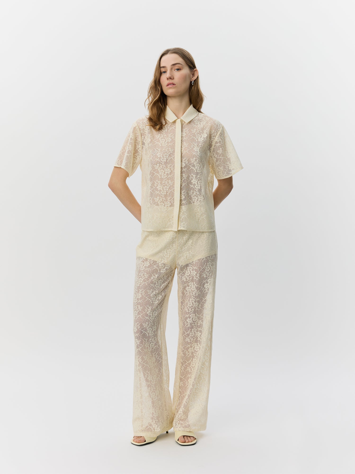 Sofie Schnoor WOMEN CARMELASW CROCHET BLONDE SKJORTE T-shirt 0159 Cream White