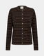 CISSESW STRIPE CARDIGAN - Dark Brown Black striped
