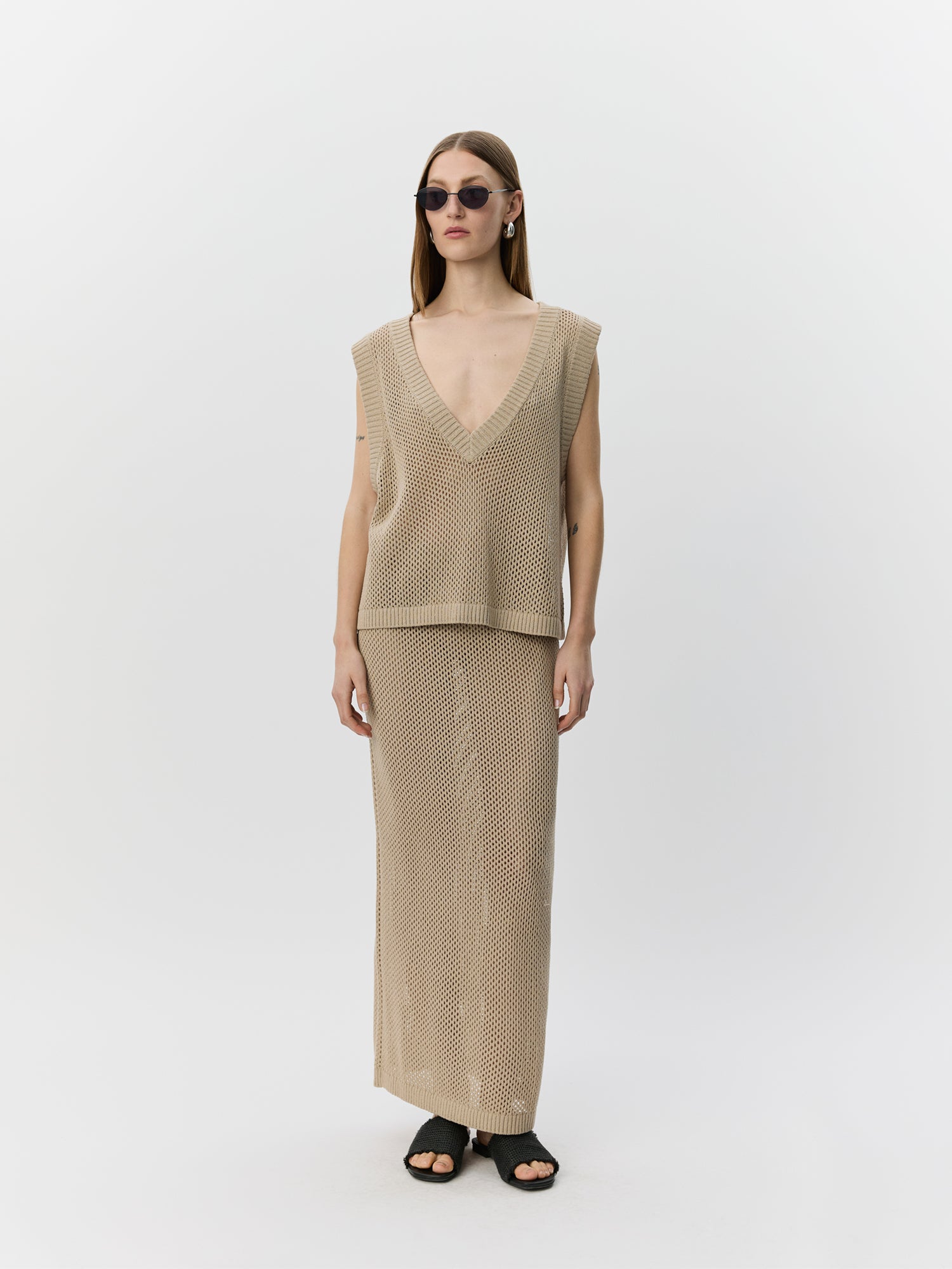 Sofie Schnoor WOMEN ELADASW STRIK MAXI NEDERDEL Nederdel 8058 Feather Gray