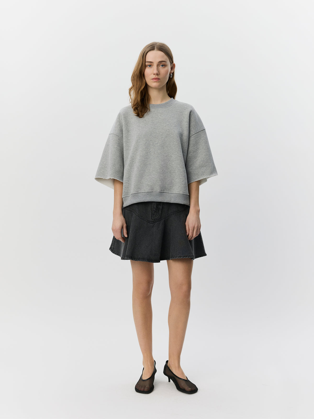 Sofie Schnoor WOMEN ELOISESW KORTÆRMET SWEATSHIRT Sweatshirt 8000 Grey Melange