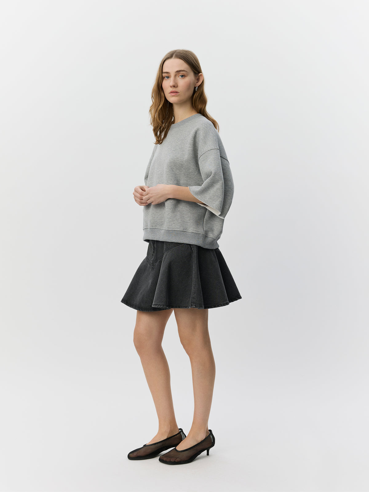Sofie Schnoor WOMEN ELOISESW KORTÆRMET SWEATSHIRT Sweatshirt 8000 Grey Melange