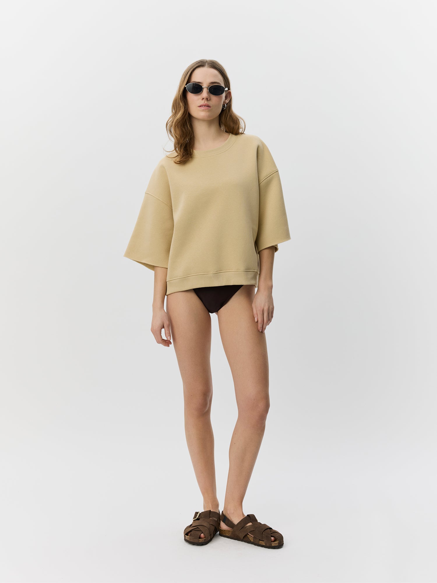 Sofie Schnoor WOMEN ELOISESW KORTÆRMET SWEATSHIRT Sweatshirt 7161 Pale Khaki