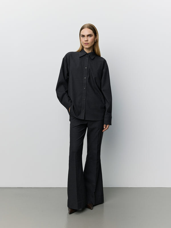 FLARISSW CHECKED FLARED TROUSERS