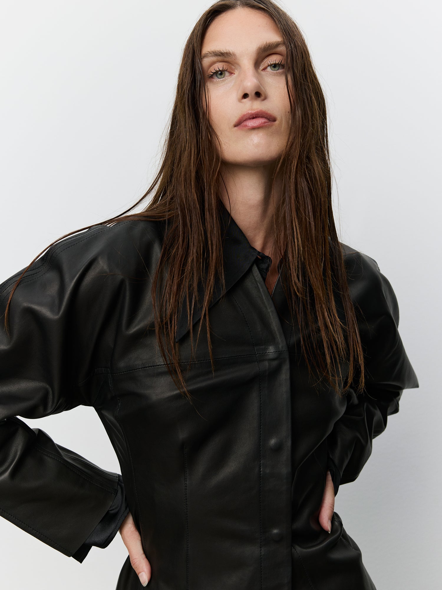 Sofie Schnoor WOMEN ICON 021 - LIRASW LÆDERSKJORTE Skjorte 1000 Black