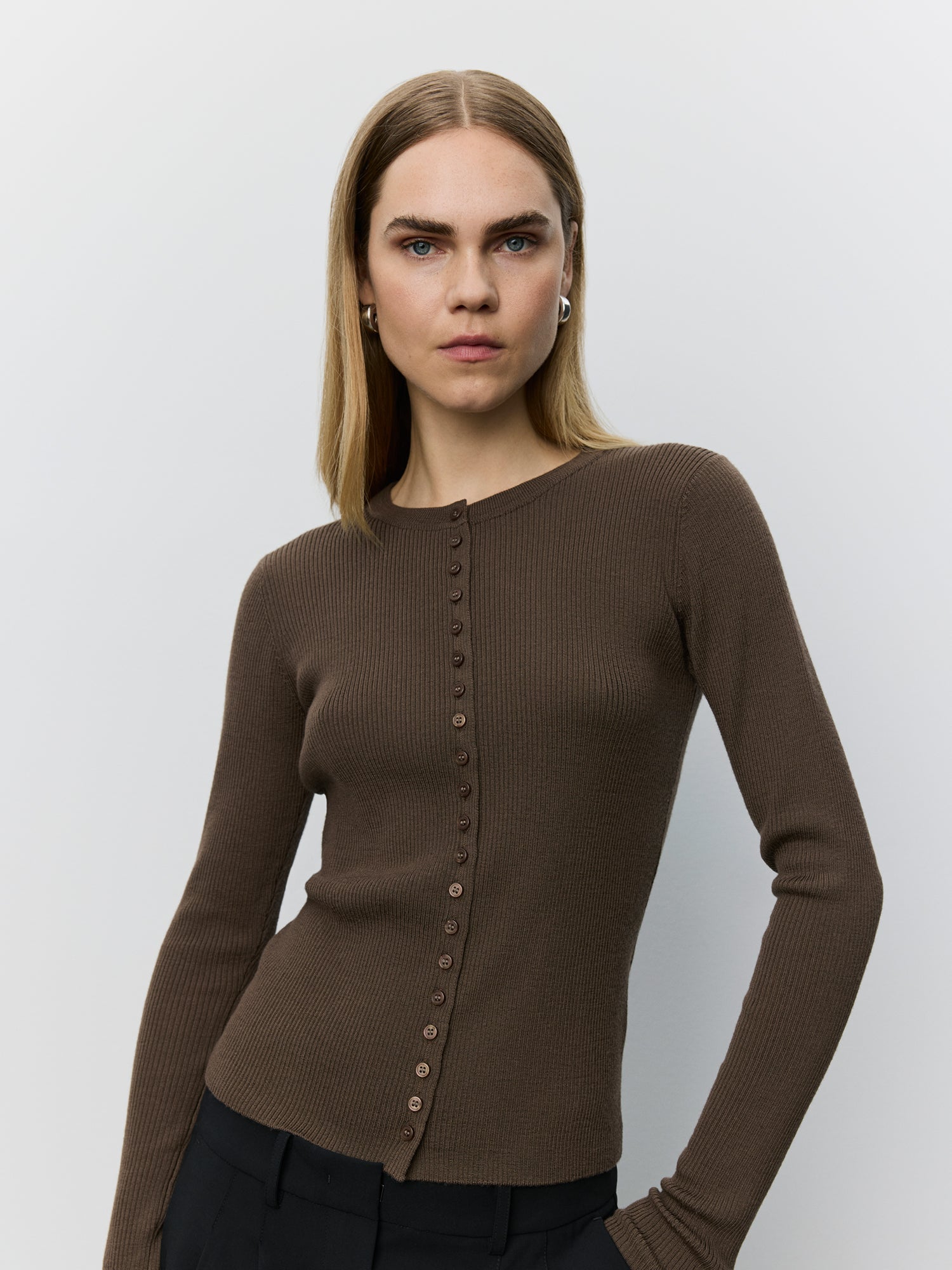 Sofie Schnoor WOMEN JULESSW STRIK CARDIGAN Cardigan 7052 Brown