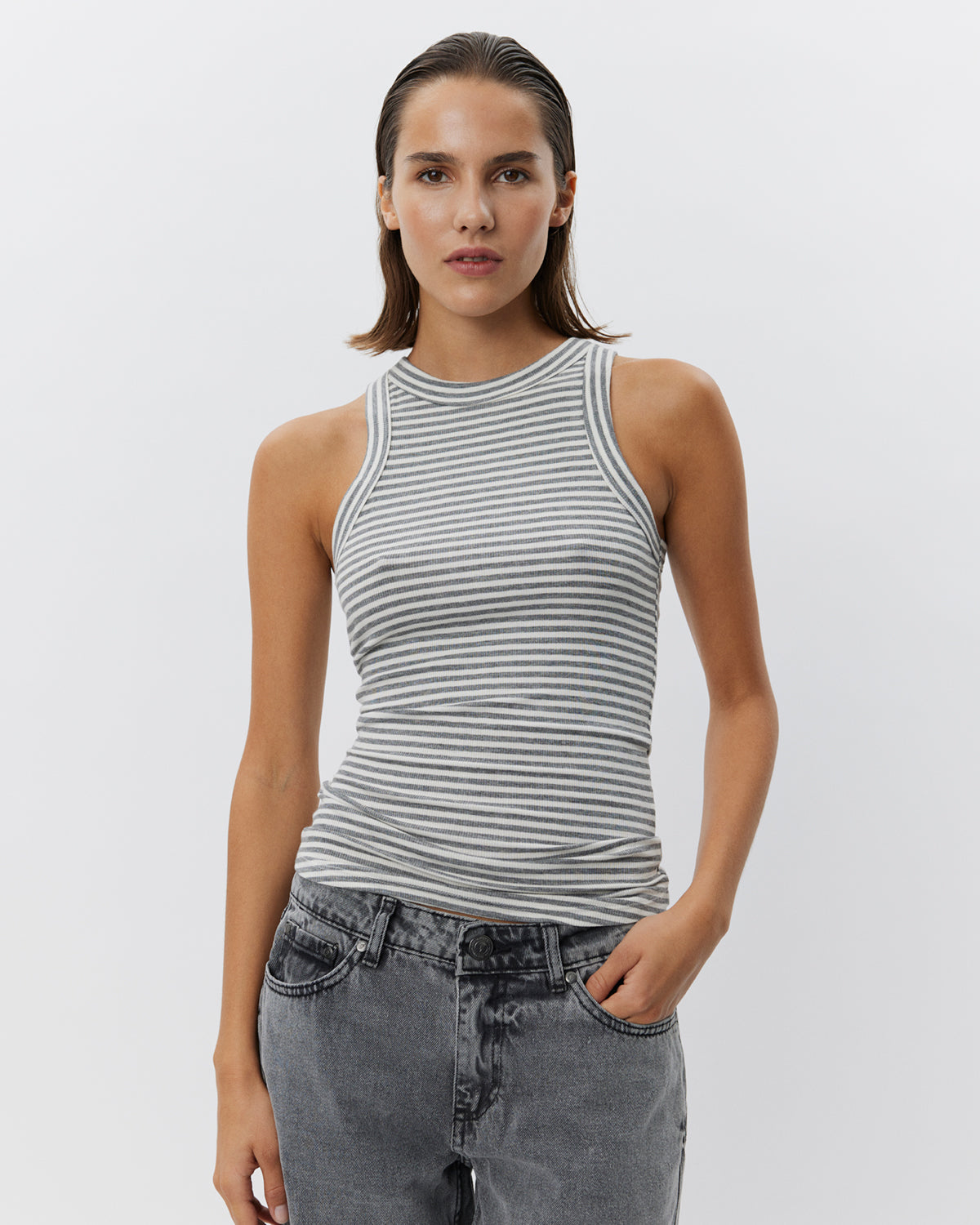 Sofie Schnoor WOMEN JULLIESW STRIPE TOP Top 8048 Grey Striped