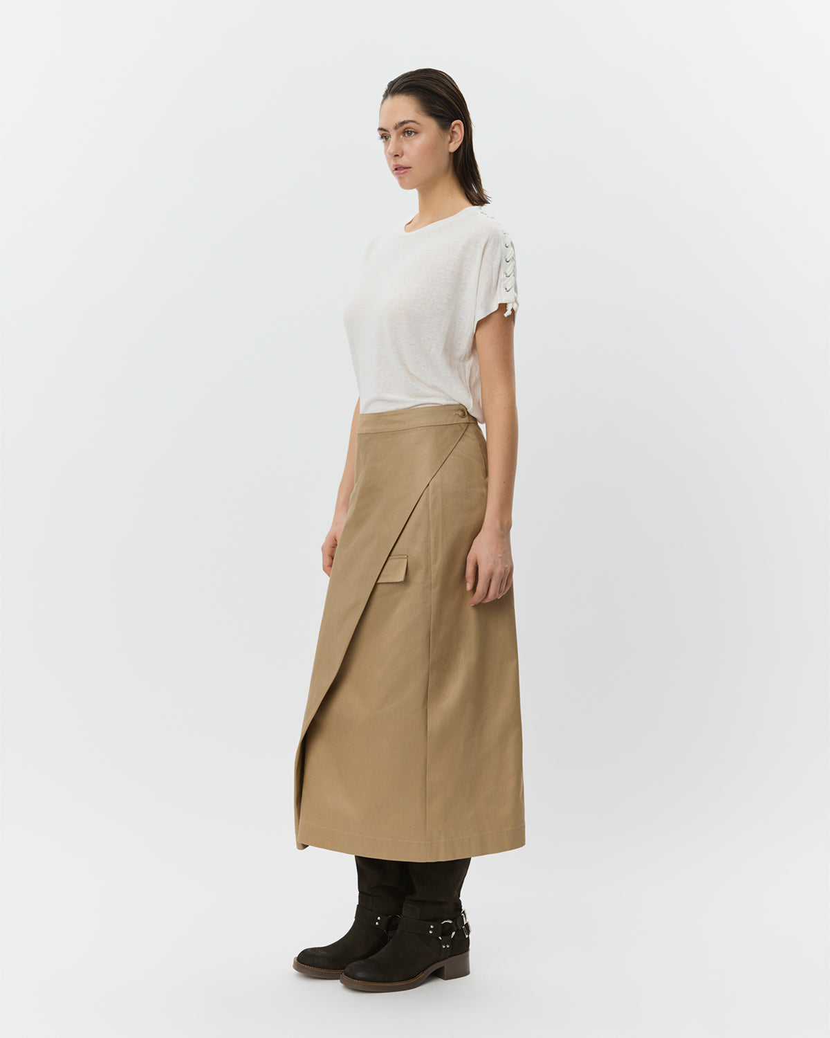 Sofie Schnoor WOMEN KATRINESW MIDI SLÅ OM NEDERDEL Nederdel 7012 Camel