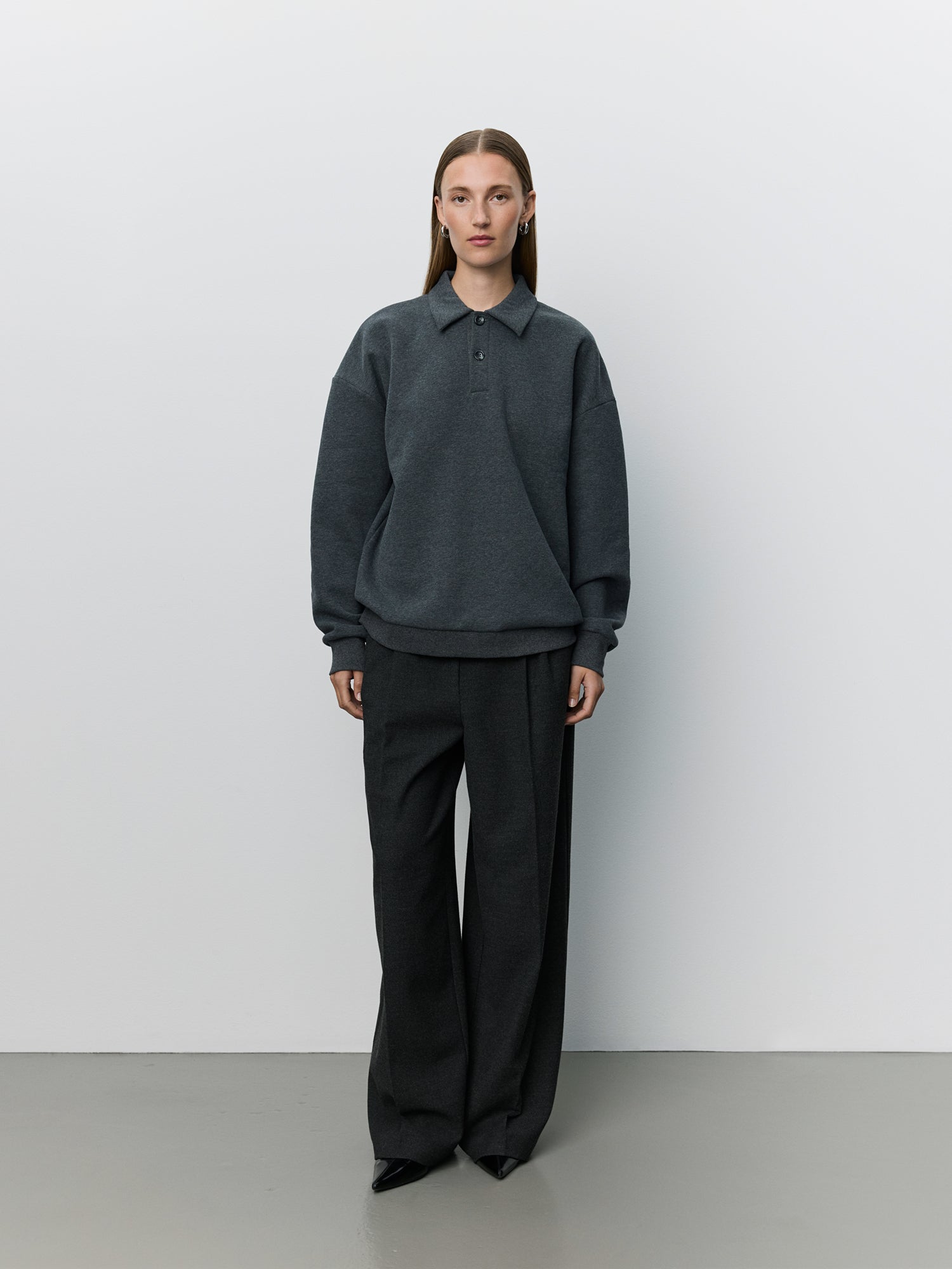 Sofie Schnoor WOMEN LUMESW POLO SWEATSHIRT T-shirt lang ærmet 8011 Dark grey melange