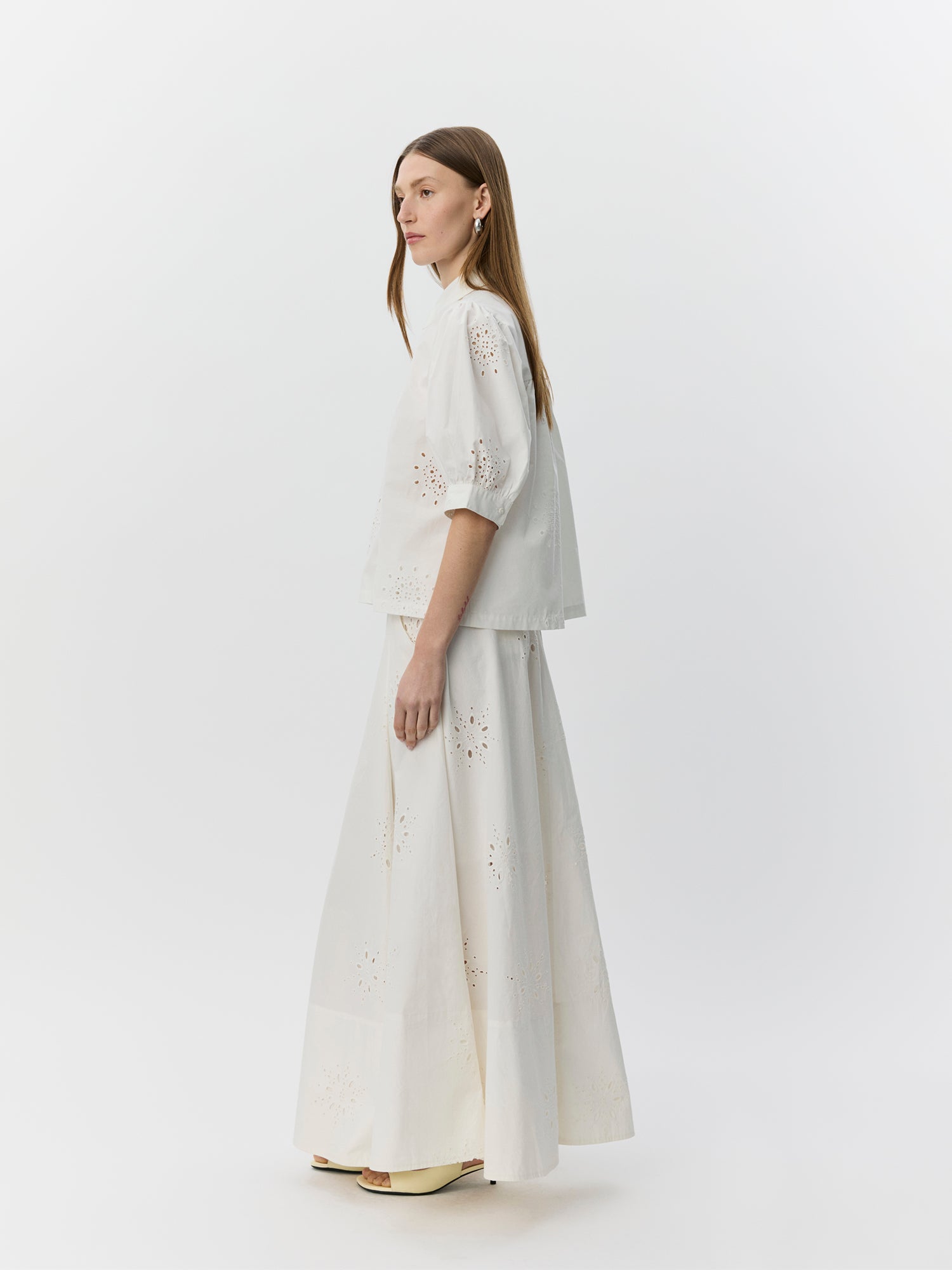 Sofie Schnoor WOMEN NOORSW BRODERET ANGLAISE MAXI NEDERDEL Nederdel 0124 Snow white