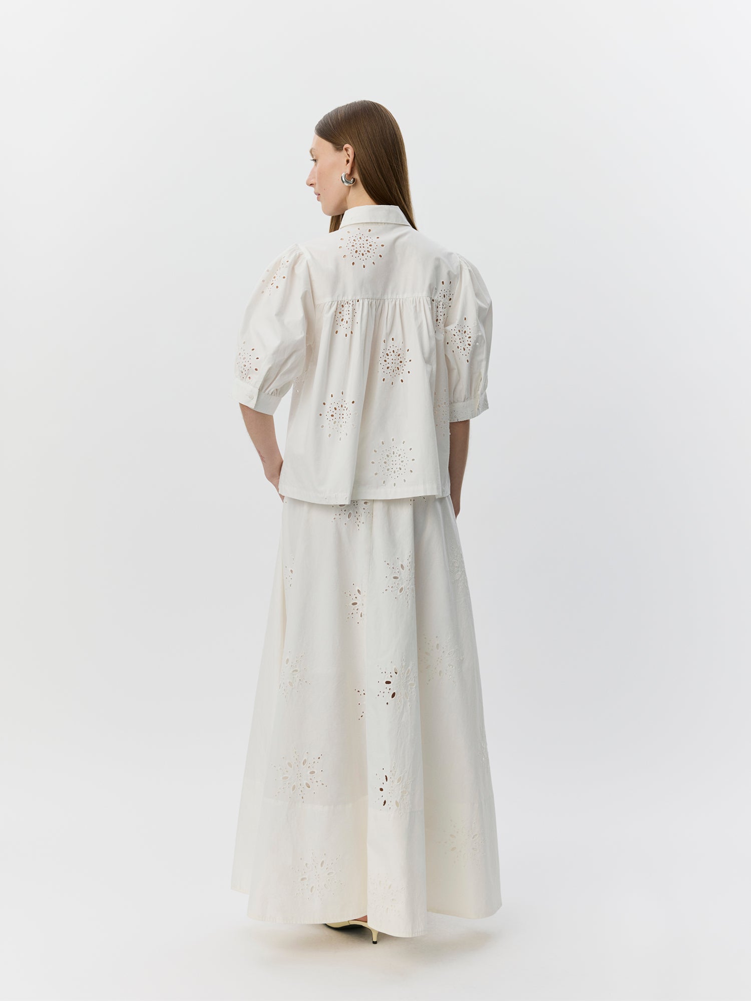 Sofie Schnoor WOMEN NOORSW BRODERET ANGLAISE MAXI NEDERDEL Nederdel 0124 Snow white