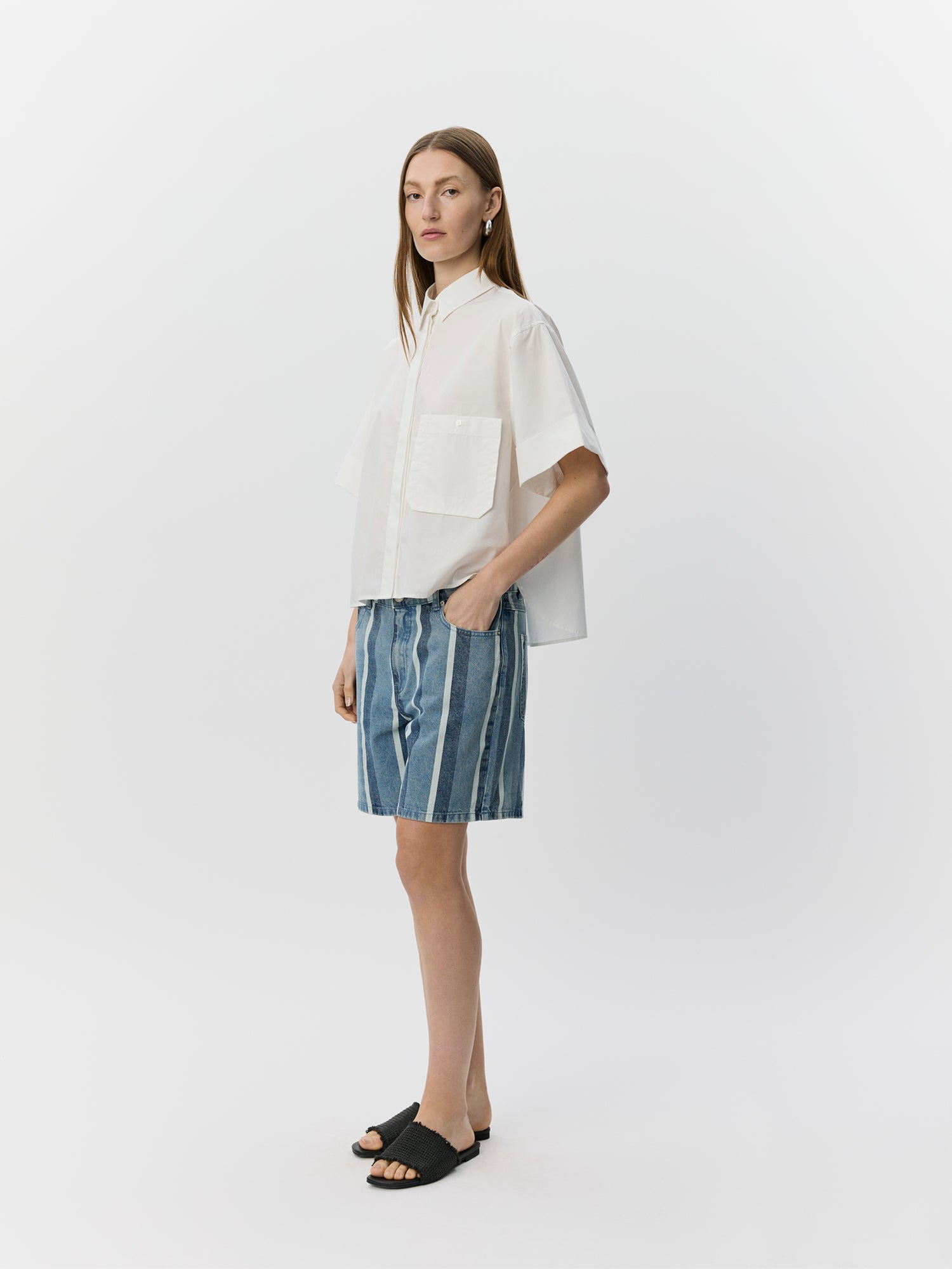 Sofie Schnoor WOMEN OZILASW STRIPET DENIM SHORTS Shorts 5123 Blue denim Stripe