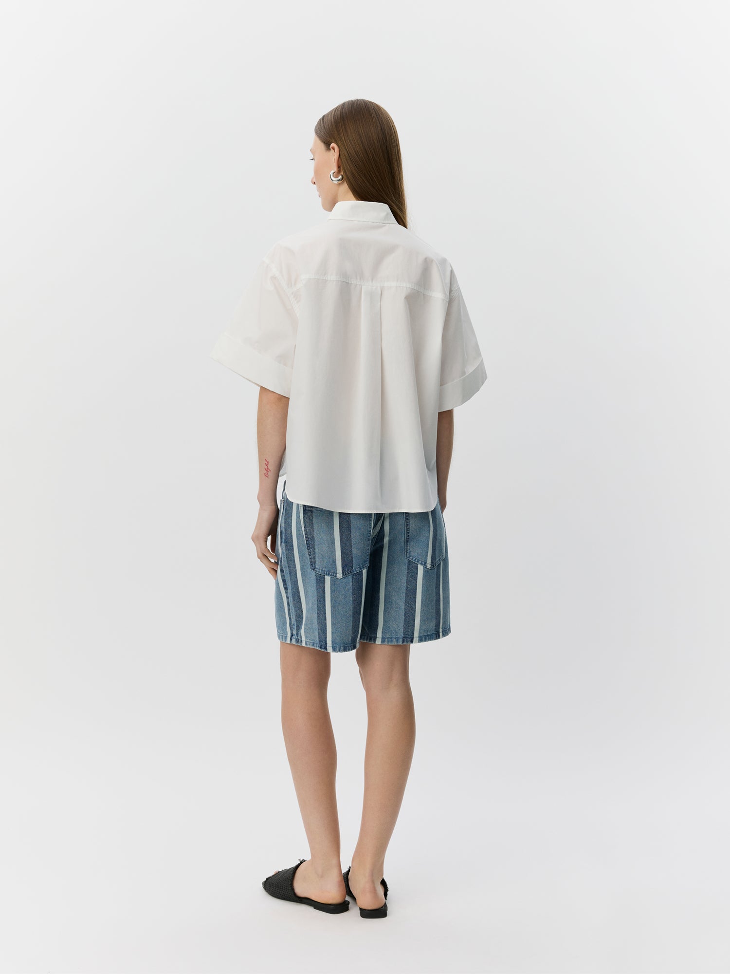 Sofie Schnoor WOMEN OZILASW STRIPET DENIM SHORTS Shorts 5123 Blue denim Stripe