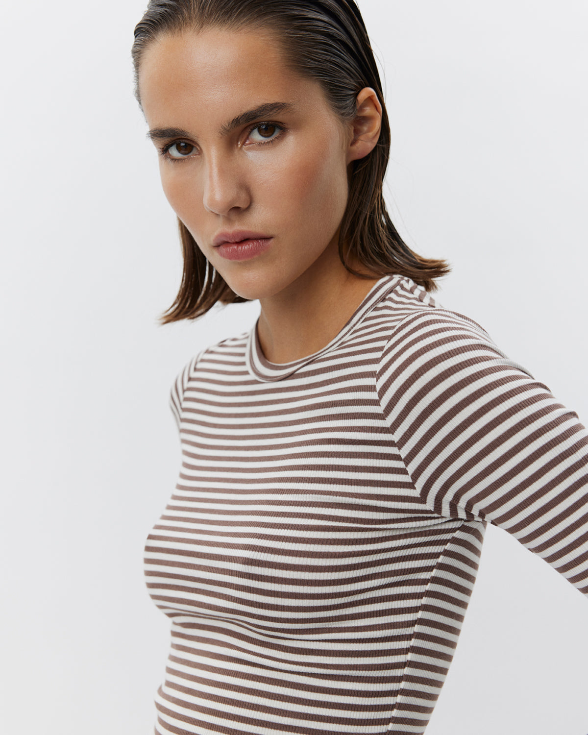 Sofie Schnoor WOMEN PETRICIASW STRIPE T-SHIRT LONG SLEEVE T-shirt Long Sleeve 7113 Brown Striped