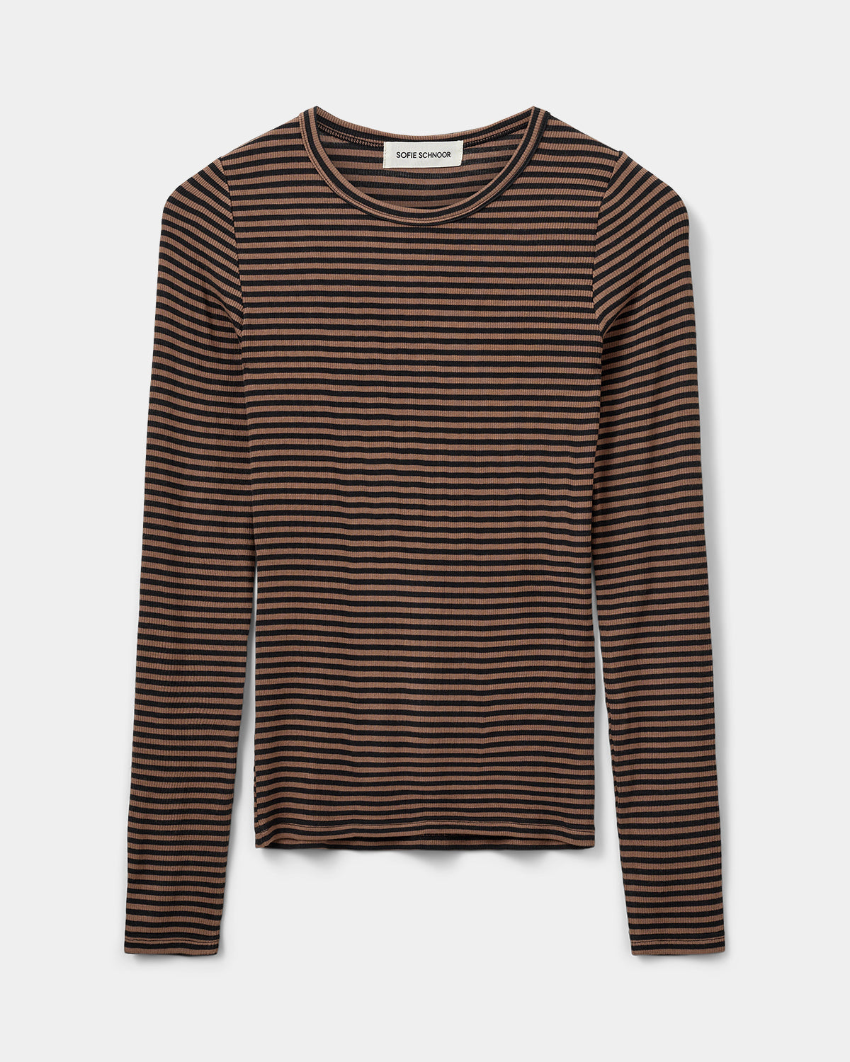 Sofie Schnoor WOMEN PETRICIASW STRIPE T-SHIRT LONG SLEEVE T-shirt Long Sleeve 7140 Light Brown Black striped