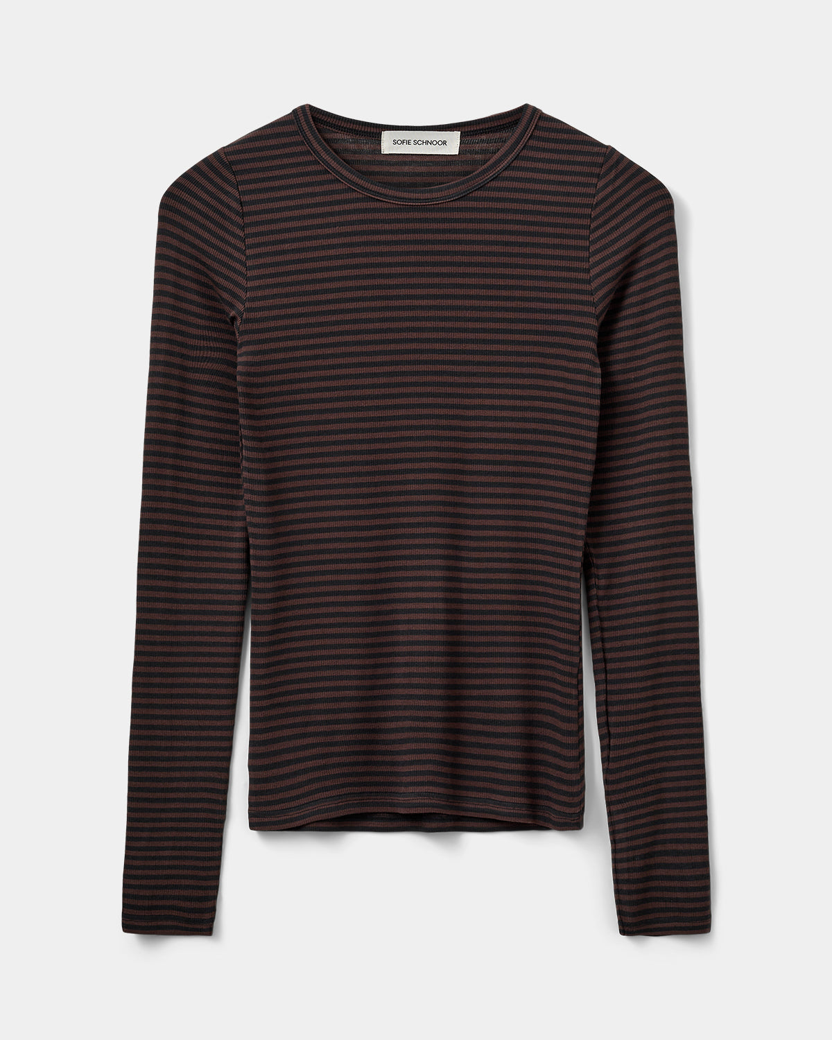 Sofie Schnoor WOMEN PETRICIASW STRIPE T-SHIRT LONG SLEEVE T-shirt Long Sleeve 7141 Dark Brown Black striped