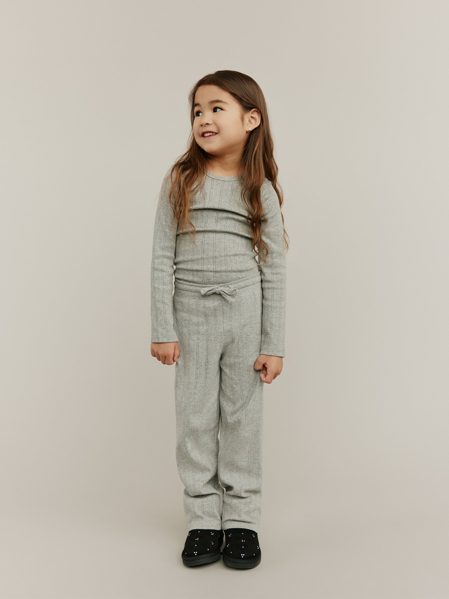 Sofie Schnoor KIDS PETRICIASY POINTELLE LONGSLEEVE TEE T-shirt Long Sleeve 8000 Grey mel