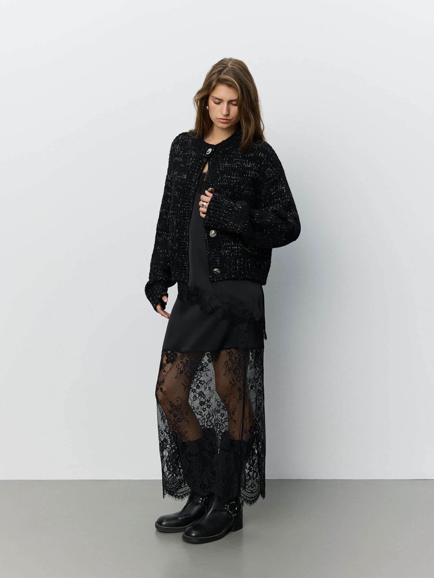 Sofie Schnoor WOMEN PILASW STRIK CARDIGAN Cardigan 1003 Black glitter