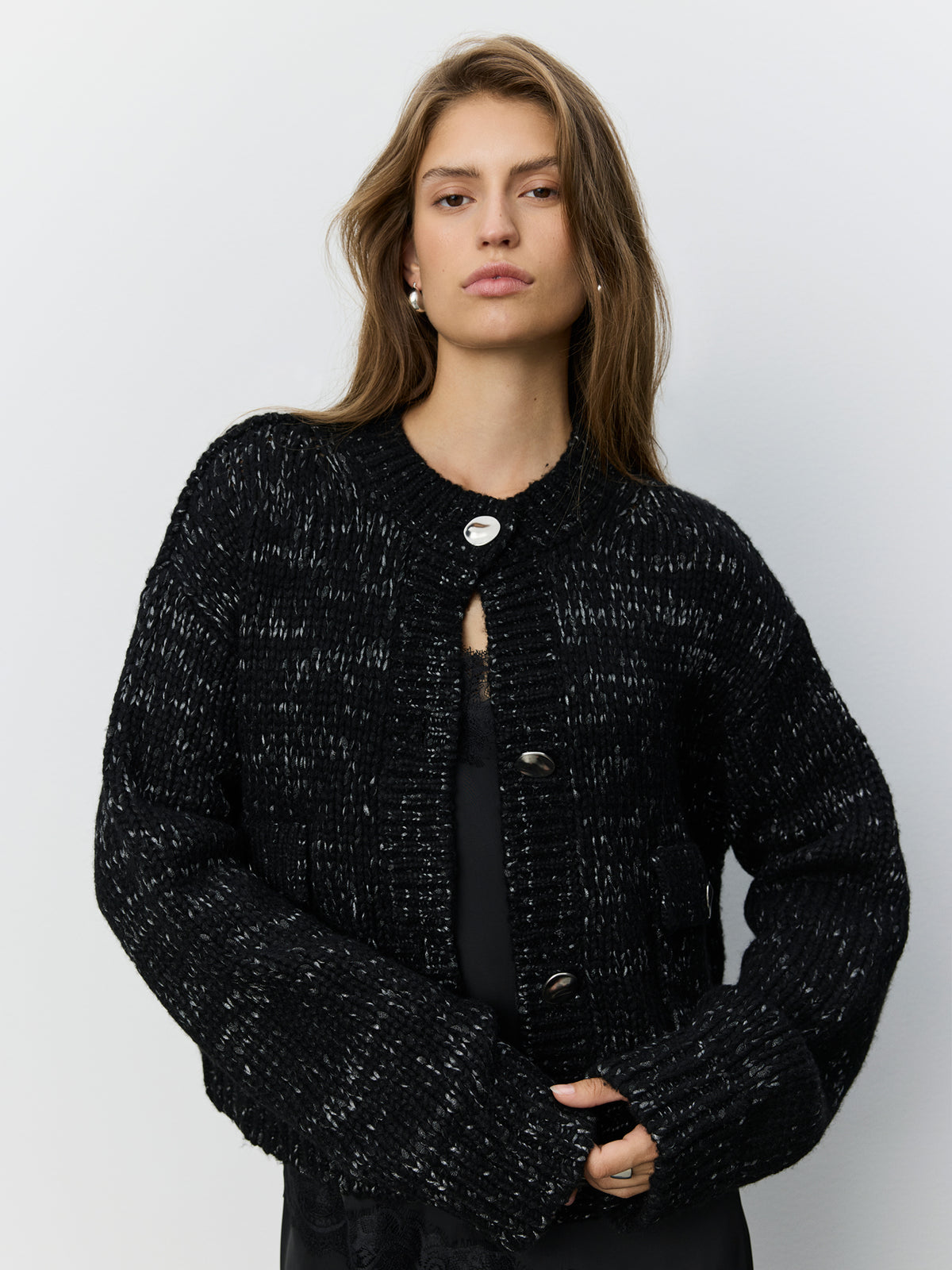 Sofie Schnoor WOMEN PILASW STRIK CARDIGAN Cardigan 1003 Black glitter