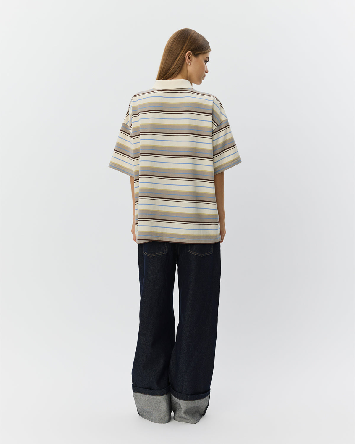 PILSW OVERSIZE STRIPED POLO SHIRT T-shirt - 0140 Off White Striped