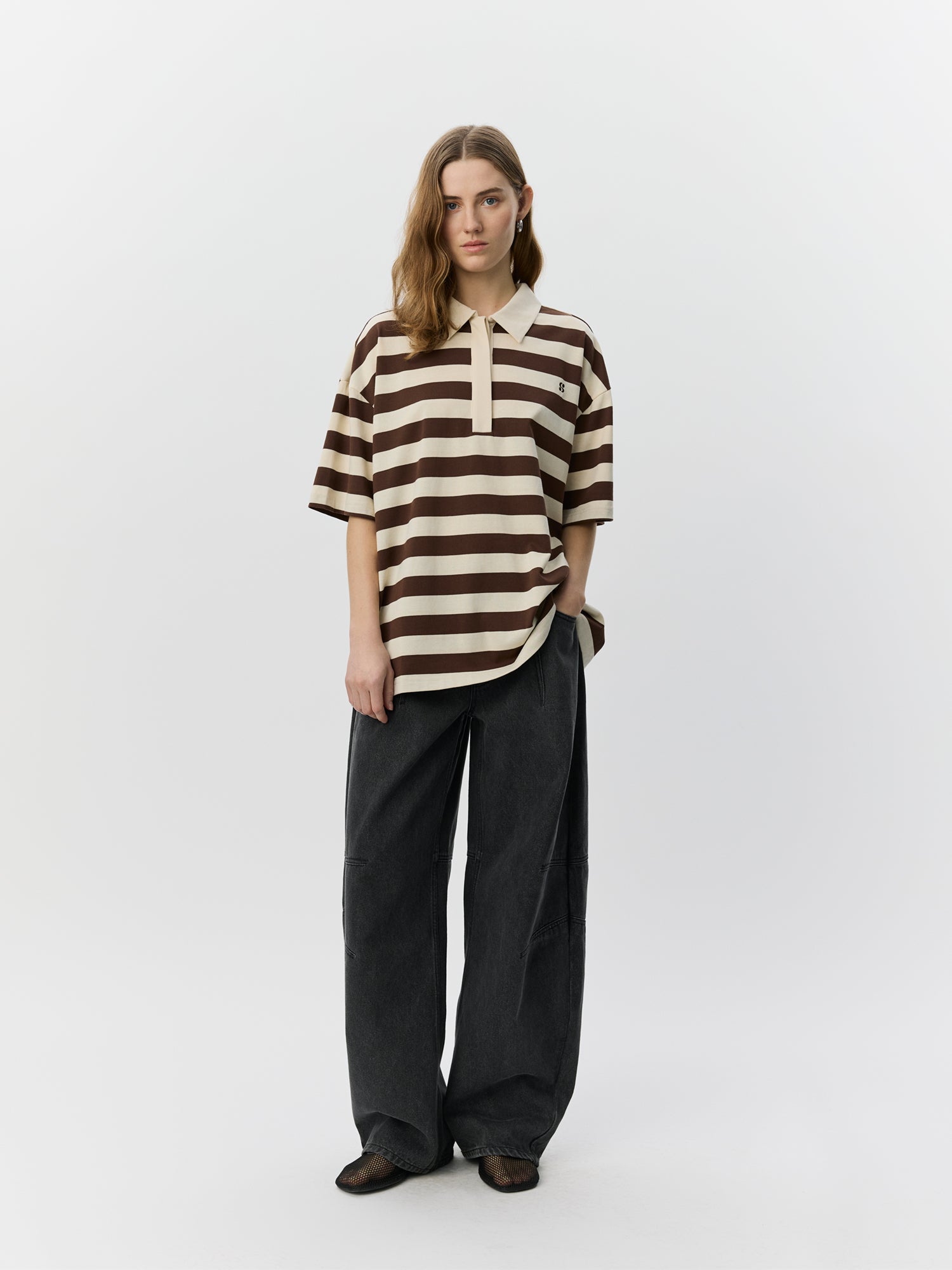 PILSW oversized oversize striped polo t-shirt in Striped | T