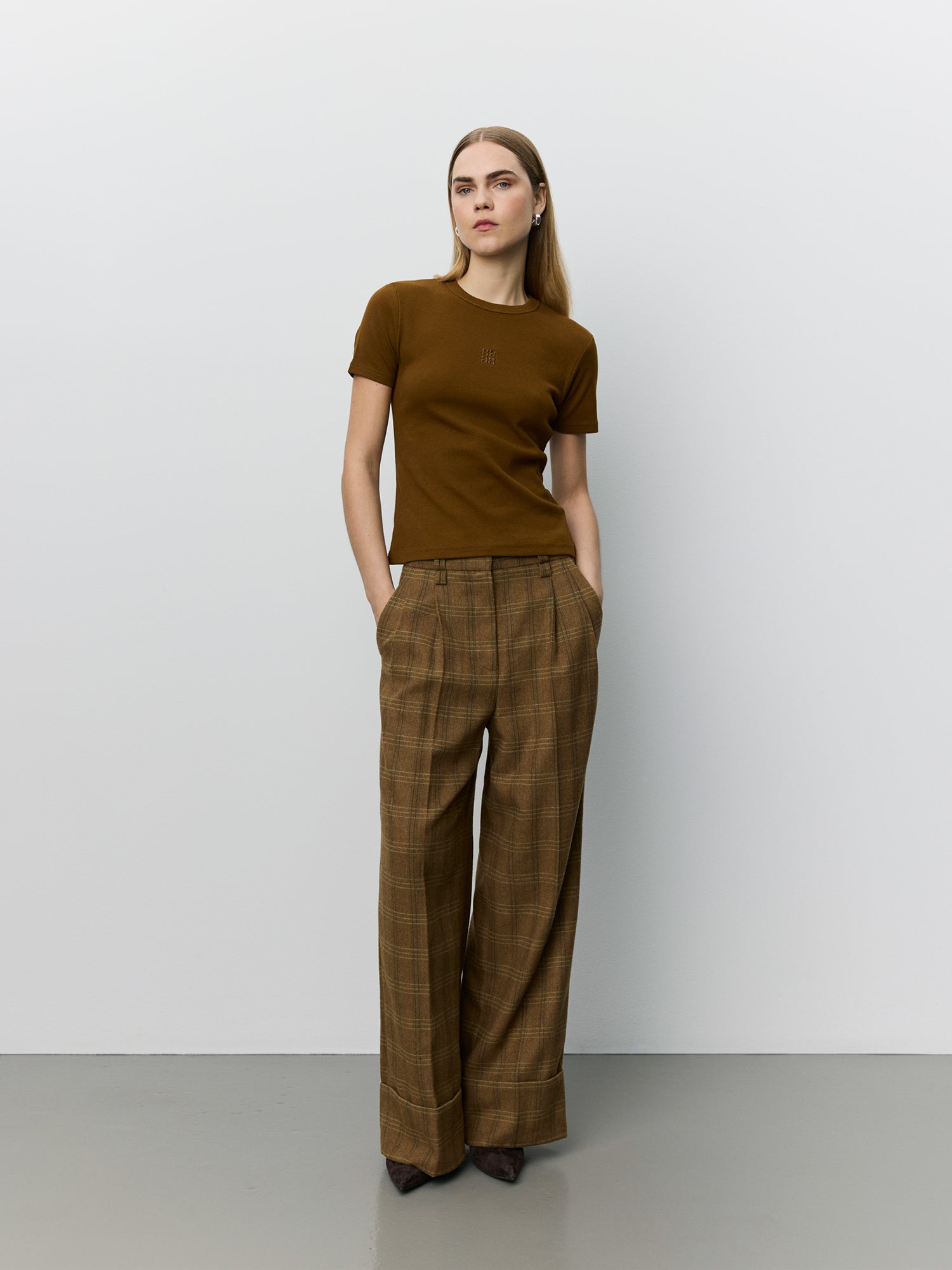 ROSANASW trousers in Maple Brown Check | Trousers for women