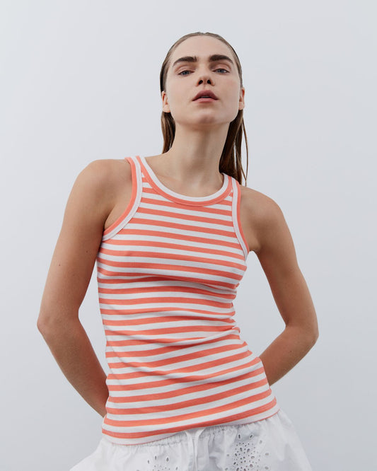 S242330-Blouse-Coral striped