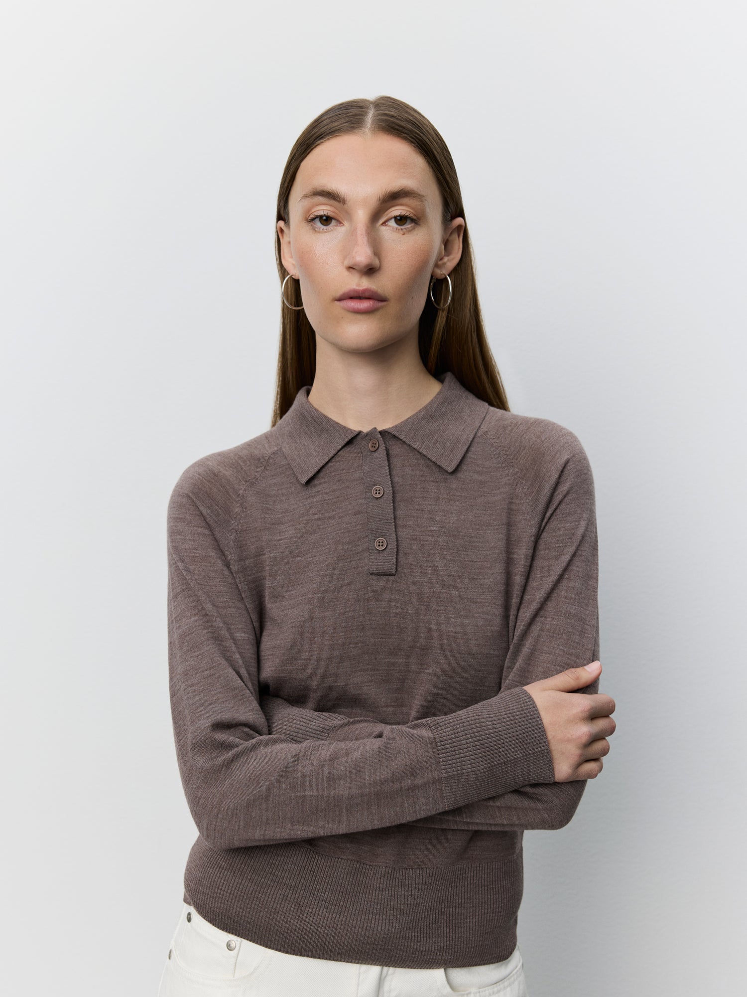 Sofie Schnoor WOMEN SELENESW KNIT POLO Strik 7071 Brown melange