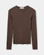 SNOS433-T-shirt long-sleeve-Light Brown Black striped