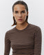 SNOS433-T-shirt long-sleeve-Light Brown Black striped