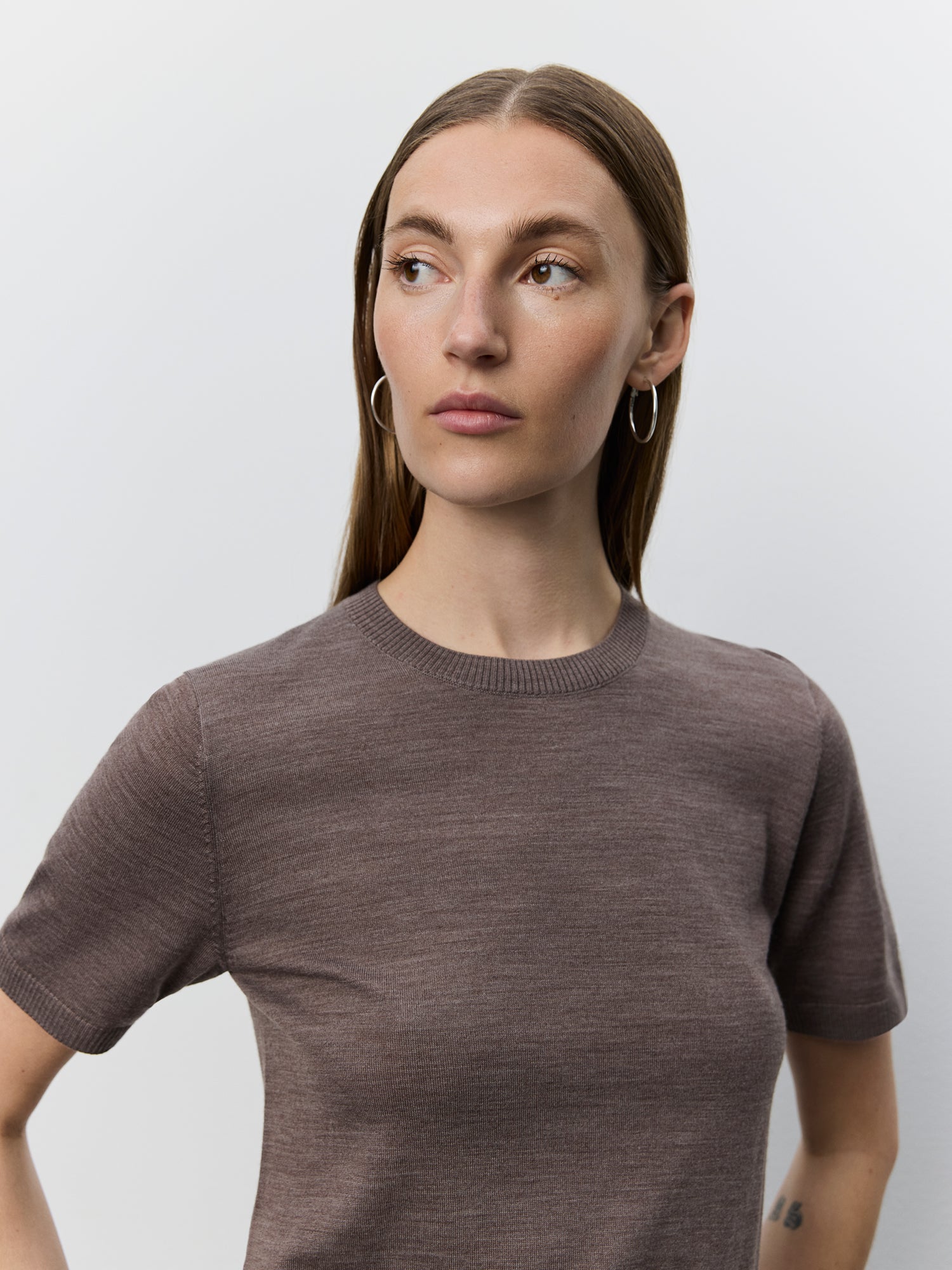 Sofie Schnoor WOMEN SORELLASW SHORT SLEEVE KNIT BLOUSE Bluse 7071 Brown melange
