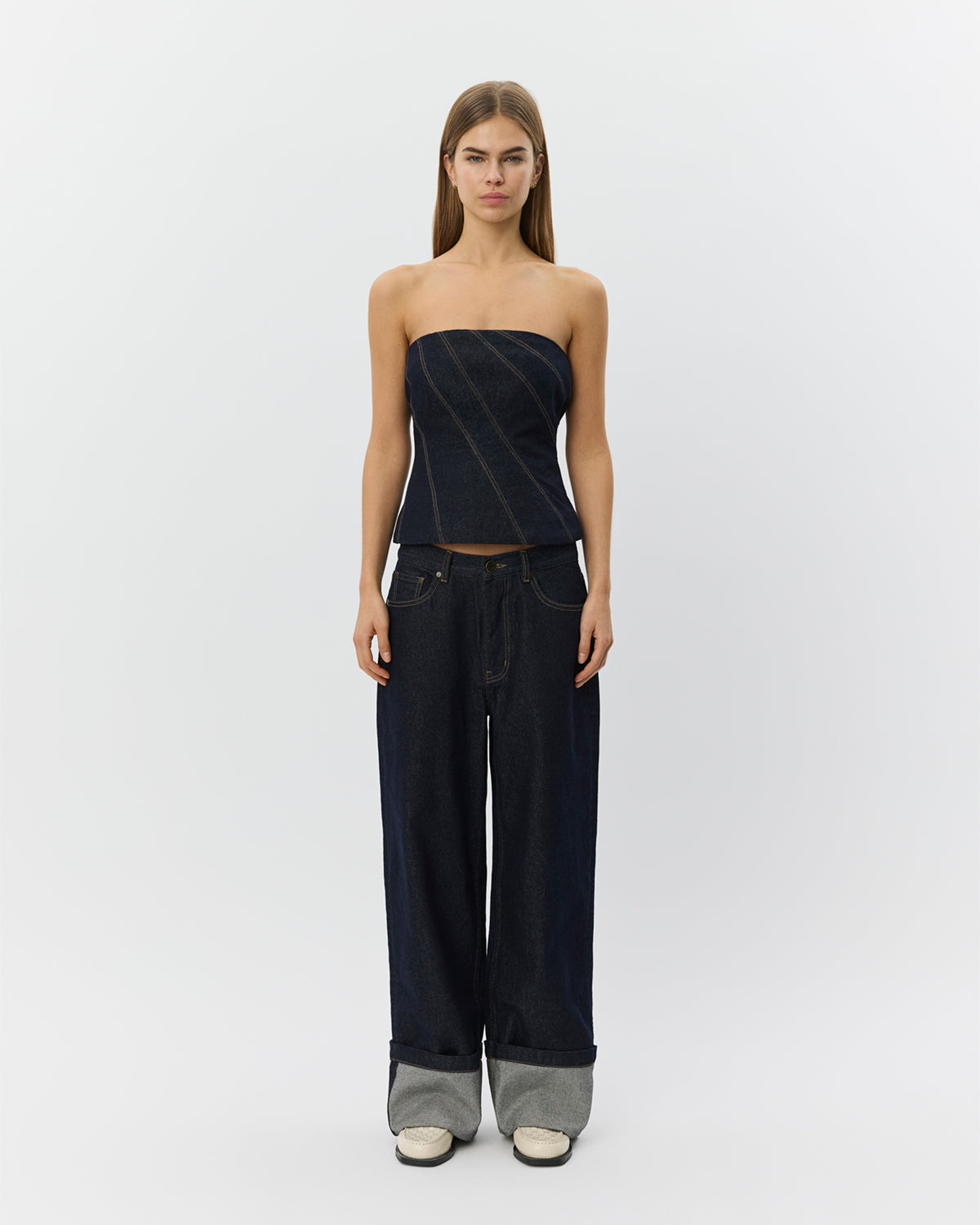 Sofie Schnoor WOMEN TILLESW RÅ DENIM KORSET TOP Top 5090 Dark denim blue