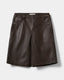 VOKESW LEATHER SHORTS - Dark brown 